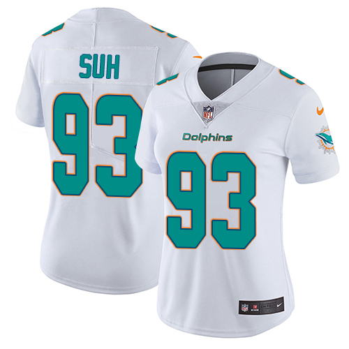 Nike Dolphins #93 Ndamukong Suh White Women's Stitched NFL Vapor Untouchable Limited Jersey